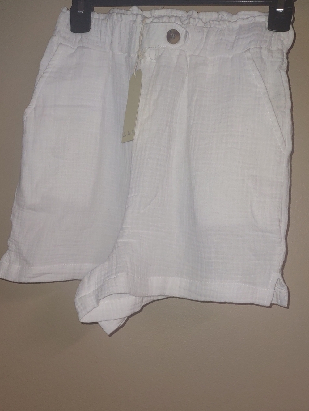 Love Notes White Cotton Gauze High Waist Paperbag Shorts Size S